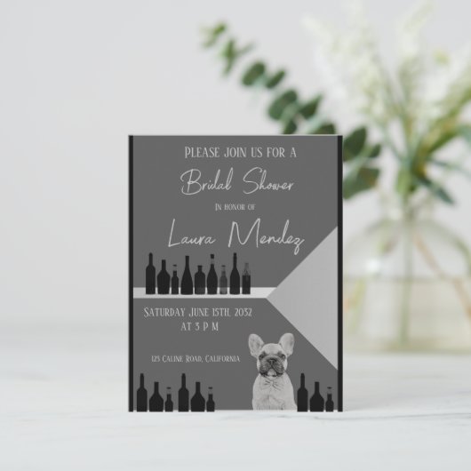 moderno perro oscuro Bridal Shower Invite (スタンド正面)
