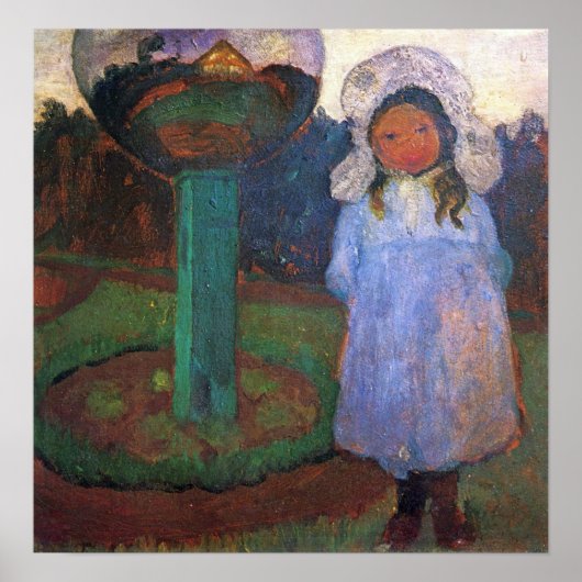 Modersohn-Becker – ガラスと庭の女の子 ポスター (正面)