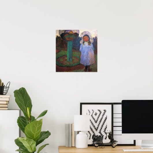 Modersohn-Becker – ガラスと庭の女の子 ポスター (ホームオフィス)