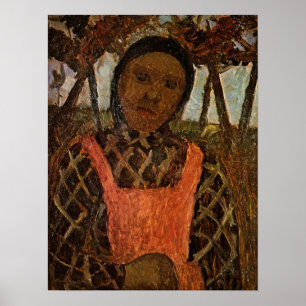 Modersohn-Becker – ピンクのエプロンを持つ農民の子供 ポスター