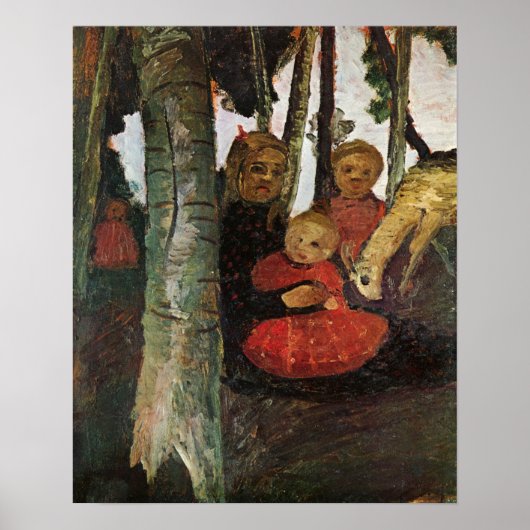 Modersohn-Becker – ヤギと3人の子供 ポスター (正面)