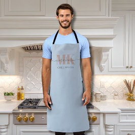 Modert Mocha Mousse Monogram Dusty Blue エプロン