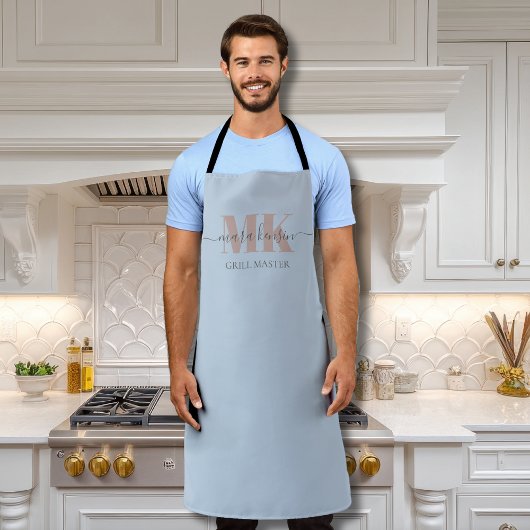 Modert Mocha Mousse Monogram Dusty Blue エプロン