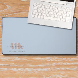 Modert Mocha Mousse Monogram Dusty Blue デスクマット