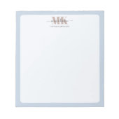 Modert Mocha Mousse Monogram Dusty Blue ノートパッド (正面)