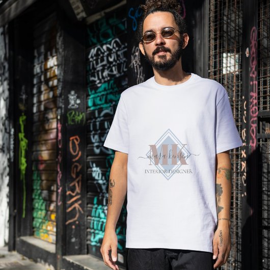 Modert Mocha Mousse Monogram Dusty Blue Tシャツ