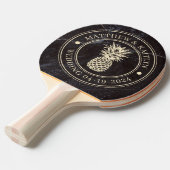 Modest Dark Stone Pineapple Wedding Crest & Names 卓球ラケット (正面アングル)