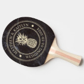 Modest Dark Stone Pineapple Wedding Crest & Names 卓球ラケット (横)