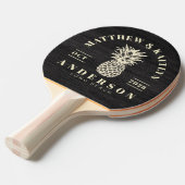 Modest Dark Wood Tropical Pineapple Wedding Crest 卓球ラケット (正面アングル)