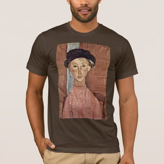 Modiglianiアメーデオ著帽子を持つ女の子 Tシャツ (正面)
