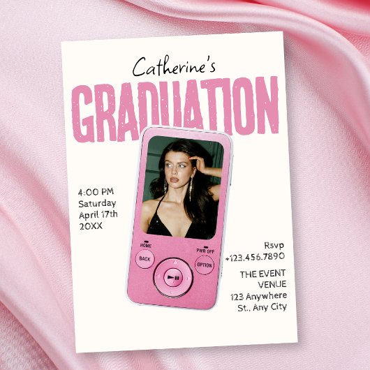 Modist pink white graduation 招待状