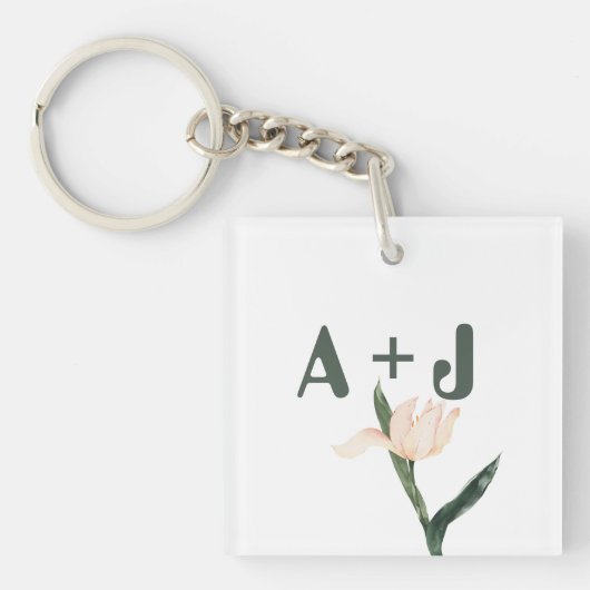 Modren blush pink floral キーホルダー (正面)