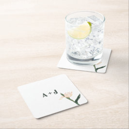 Modren blush pink floral スクエアペーパーコースター