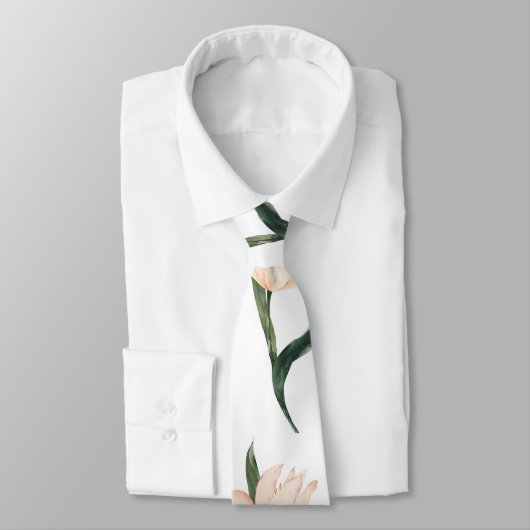 Modren blush pink floral ネクタイ (タイ)