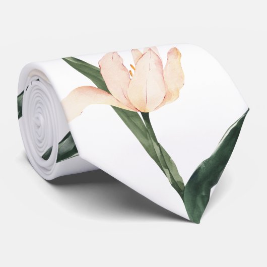 Modren blush pink floral ネクタイ (ロール)