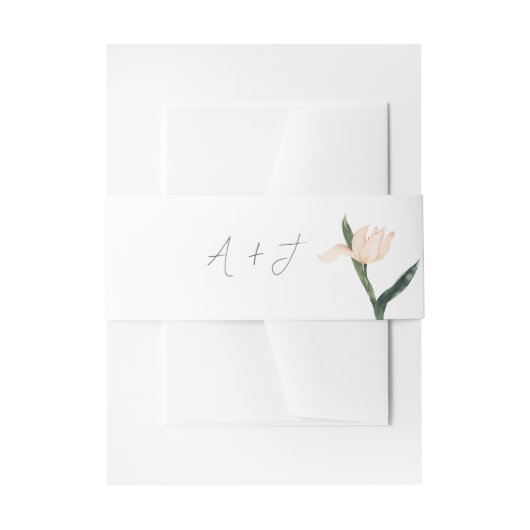 Modren blush pink floral Circle RSVP Card 招待状ベリーバンド (正面例)