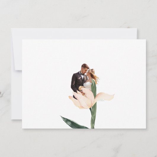 Modren blush pink floral Circle RSVP Card 招待状 (裏面)