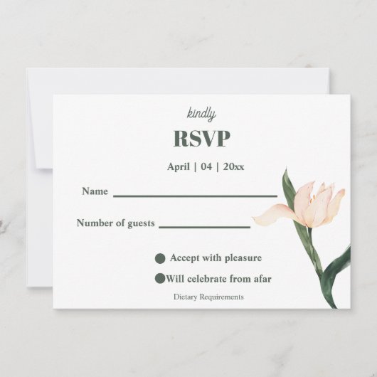 Modren blush pink floral Circle RSVP Card 招待状 (正面)