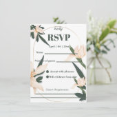 Modren blush pink floral Circle RSVP Cards 招待状 (スタンド正面)
