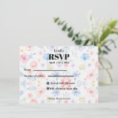 Modren blush pink floral  RSVP Card 招待状 (スタンド正面)