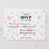 Modren blush pink floral  RSVP Card 招待状 (正面)