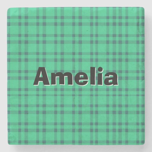 Modren elegant  Green check  ストーンコースター (正面)