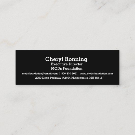 MODsの基礎第2ロゴの名刺のデザイン スキニー名刺 (裏面)