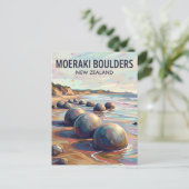 Moeraki Boulders New Zealand ポストカード (スタンド正面)