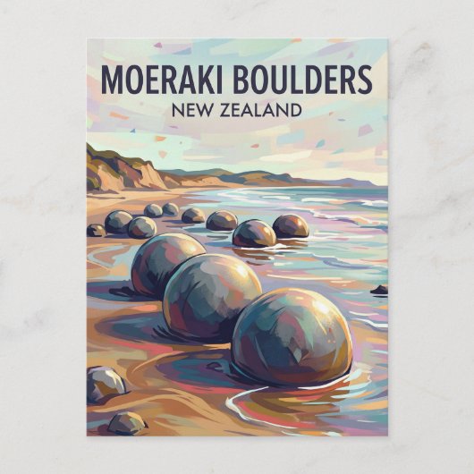 Moeraki Boulders New Zealand ポストカード (正面)