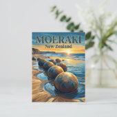 Moeraki Boulders New Zealand ポストカード (スタンド正面)