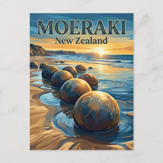 Moeraki Boulders New Zealand ポストカード (正面)