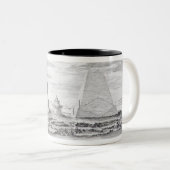 Moerisの王およびエジプトの彼のの2つのピラミッド ツートーンマグカップ (正面右)