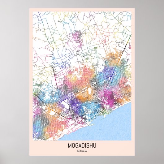 Mogadishu Somalia City Map ポスター (正面)