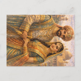 Mogulen Paar Blau-Gold ポストカード