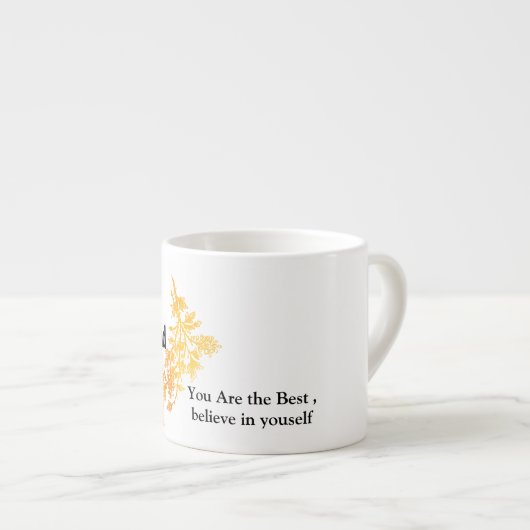 Mohamd用のパーソナライズされたマグカップエレガント- 金ゴールドフローラ エスプレッソカップ (正面右)