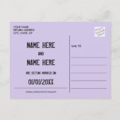 Mohawkは日付はがきパンクロック結婚の 案内ポストカード (裏面)