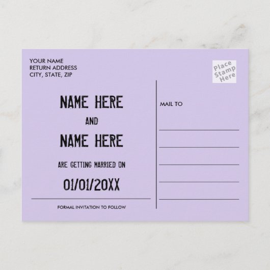 Mohawkは日付はがきパンクロック結婚の 案内ポストカード (裏面)