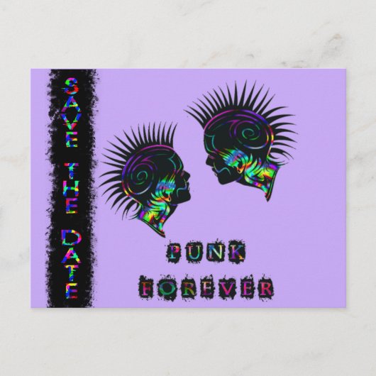 Mohawkは日付はがきパンクロック結婚の 案内ポストカード (正面)