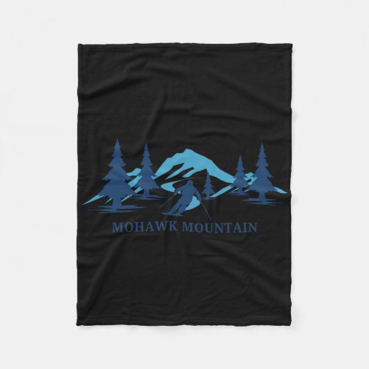 Mohawk Mountain Skiing Ski Resort Skier  フリースブランケット (正面)