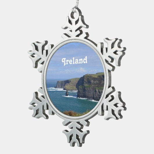 Moherの素晴らしい崖 スノーフレークピューターオーナメント (右)