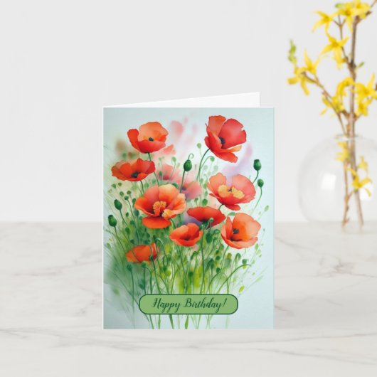 Mohnblumenwiese, Aquarell -  カード (黄色い花)