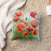 Mohnblumenwiese, Aquarell -  クッション (ブランケット)