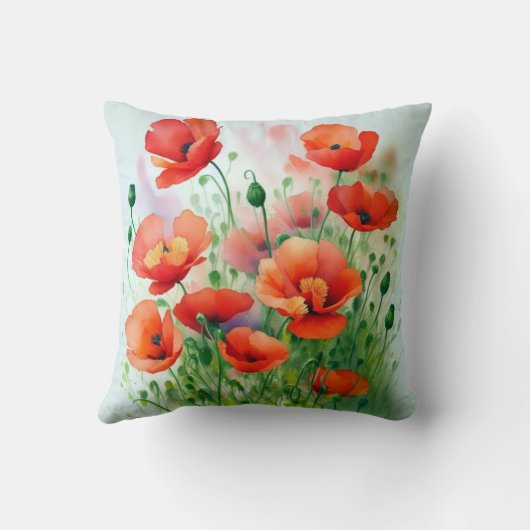 Mohnblumenwiese, Aquarell -  クッション (裏面)