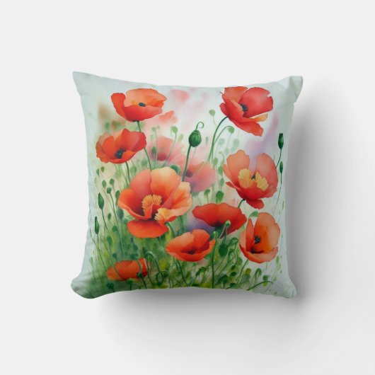 Mohnblumenwiese, Aquarell -  クッション (正面)