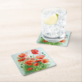 Mohnblumenwiese, Aquarell -  スクエアペーパーコースター (インサイチュ)