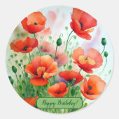 Mohnblumenwiese, Aquarell -  ラウンドシール (正面)
