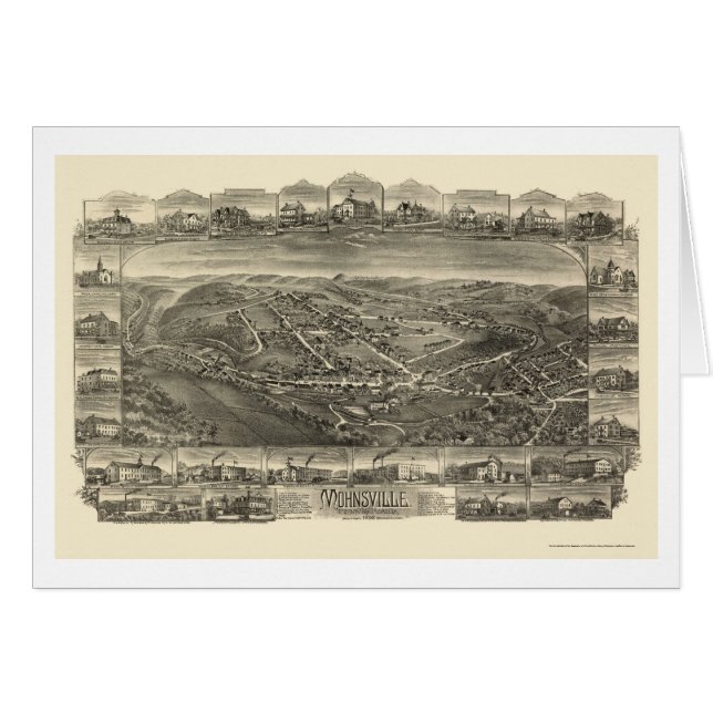 MohnsvilleのPAのパノラマ式の地図- 1898年 (正面横)