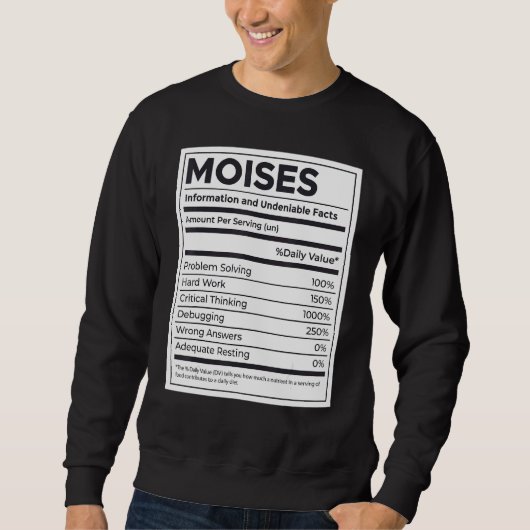 Moises栄養情報問題解決懸命 スウェットシャツ (正面)