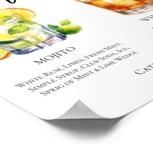 Mojitoウイスキー酸っぱいシグネチャーカクテルメニュー ポスター (角)