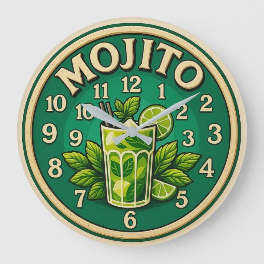 Mojito cocktail Drink Modern ラージ壁時計 (正面)